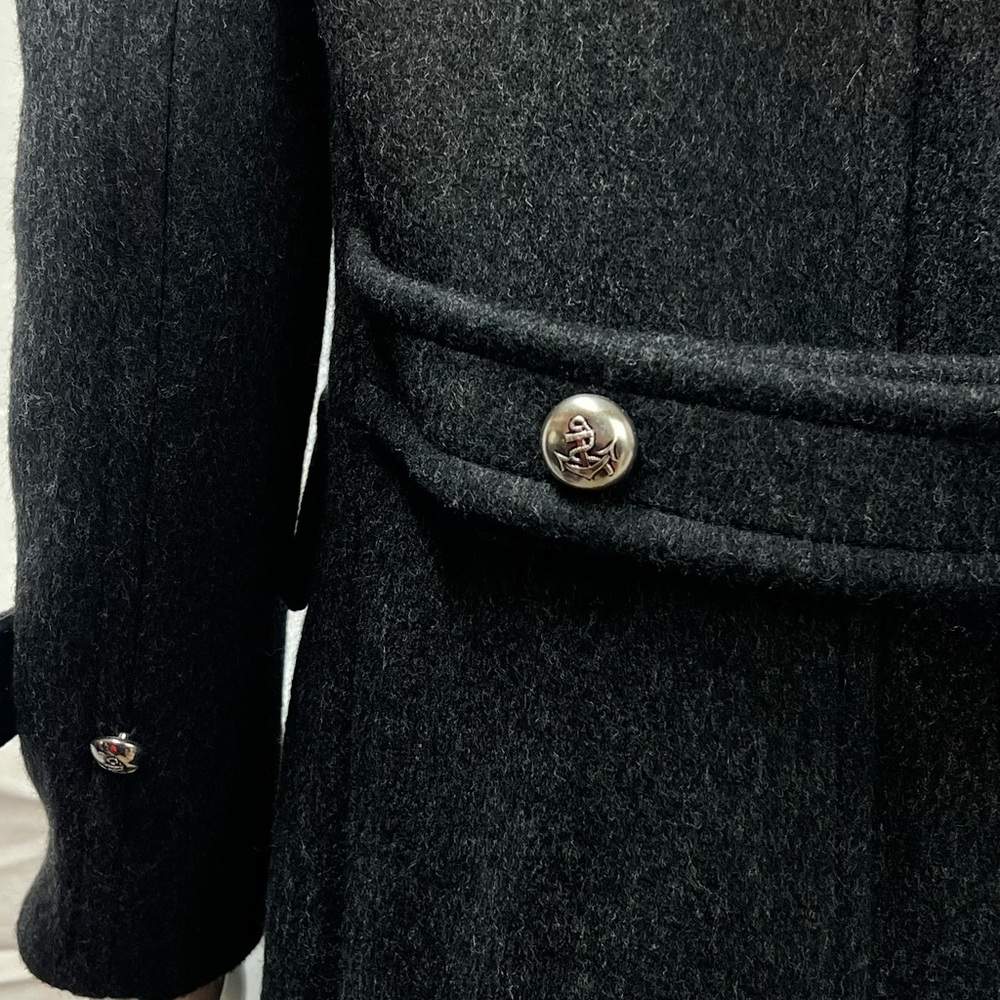 Vintage Women’s 8 Evan-Picone Charcoal Gray Wool Double Breasted Long Over Coat - Picture 4 of 8